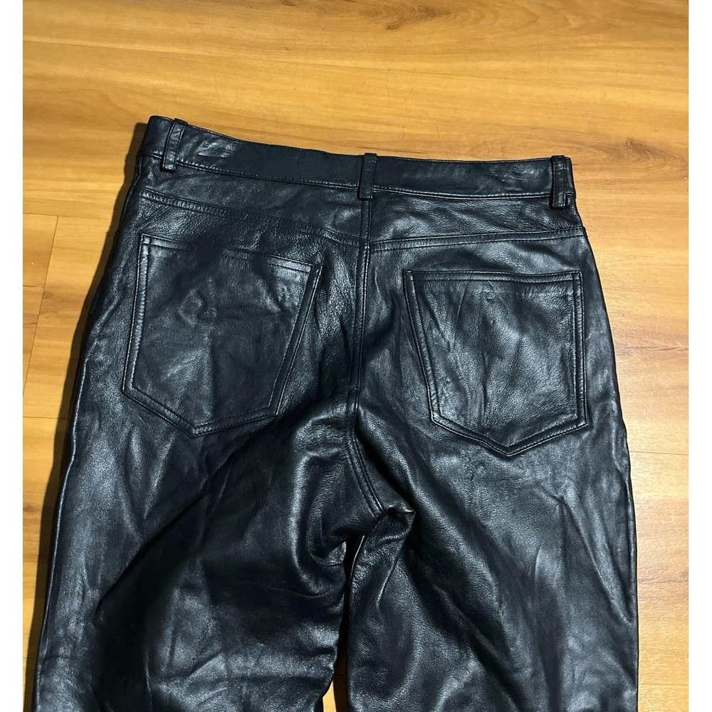 Womens Brandon Thomas Motorcycle Straight Leg Black 100% Leather Pants - Picture 6 of 6